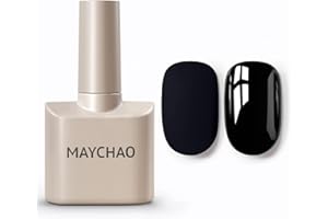MAYCHAO 15ML Gel Nail Polish, Black Gel Polish, Soak Off UV LED Nail Varnish Nail Art Starter Manicure Salon DIY at Home, 0.5 OZ
