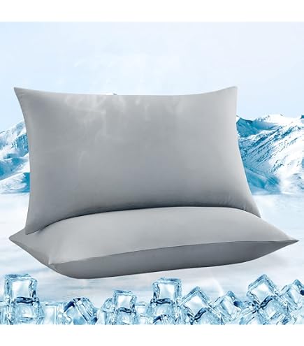 Lot De 2 Taies D'Oreiller Fraîcheur Elegear Arc-Chill Q-Max 0.4 - 50x75cm Grises, Respirantes Et Douces Avec Fermeture à Glissière