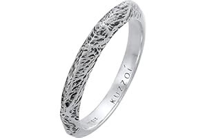 Kuzzoi Anello da uomo dal design martellato, anello a fascia massiccio (3 mm) di larghezza in argento sterling 925, sottile per l'uomo, anello da motociclista, misura anello 60-66, 0605240721