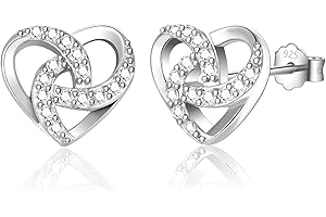 ITESSY Silver Stud Earrings for Women, Sterling Silver Heart Shaped Studs Earrings with Cubic Zirconia│Dainty Heart Studs Earrings Gifts for Girls Birthday Christmas