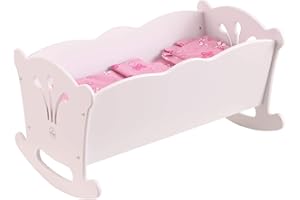 KidKraft Lil' Doll Berceau de Poupée Bébé, Lit Poupon en Bois, Accessoire Poupon, Jouet Enfant dès 3 Ans, 60101