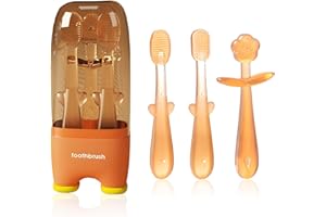 ‎AUSYIWI AUSYIWI Baby Zahnbürste, 3er Silikon Baby Toothbrush 2-18 Monate, Zungenbürste, erste Zahnbürste, Massagezahnbürste - BPA-frei (Orange)