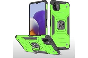 GOGME Funda para Samsung Galaxy A22 5G Delgado Rubber Caso, Estuche con 360 Anillo Soporte Coche Magnético Hard PC + Silicona TPU Bumper Híbrida Rugged Antigolpes Carcasa, Verde