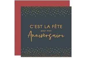 popcarte Invitation Anniversaire Adulte • Lot de 16 Cartes & 16 Enveloppes Rouges Incluses • Elégance Pois Effet Doré • Carte Made in France 14x14cm • Verso vierge pour écrire votre message