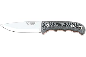 Cudeman Cuchillo 148-M* Bushcraft hoja de acero inoxidable MoVa 1.4116 de 11 cm empuñadura de micarta negra de 11,5 cm para caza, pesca, supervivencia y bushcraft + Portabotellas regalo
