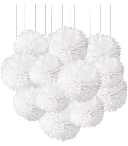 M METERXITY Lot 10 Pompons Papier Soie Vert Foncé 15cm - Décoration Mariage Anniversaire Fête Élégante