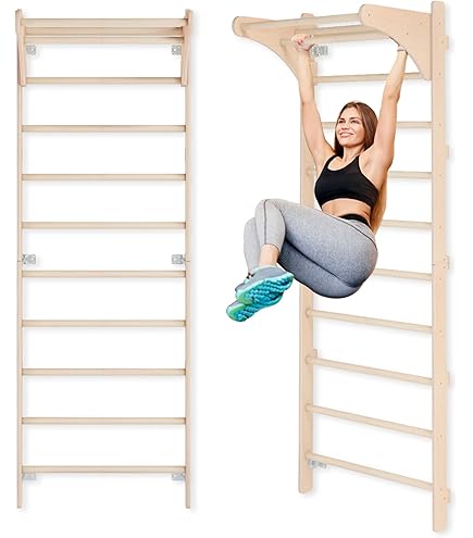 PACEARTH Gymnastikringe Aus Holz, Mit Verstellbarer Nockenschnalle, 4,5