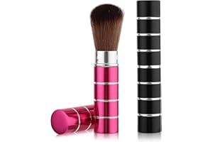 Andibro 2 pennelli da trucco Kabuki retrattili, portatili, da viaggio, per fondotinta, cipria, fard, fondotinta liquido, protezione solare, pennello estensibile per contouring, con copertura