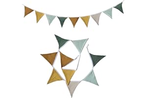 BFUZXY Guirnalda Banderines Tela de Algodón – Banderines Fiesta Cumpleaños, Decoración Habitación Infantil, Triangulares Coloridos Lavables para Niñas y Niños, Guirnalda Cumpleaños