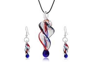 Aituo Style de personnalité de design inspiré par Murano Spiral Tornado Style Coloré Glaze Collier Boucles d'oreilles Set