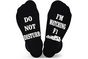 UEOTO Funny DO NOT DISTURB I'M WATCHING F1 Socks With Grips - Formula 1 Gifts for Men Birthday Present Who Have Everything - Car Novelty Fathers Day Christmas Gifts for Dad Teenage Boys 9-12 UK