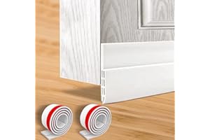 Hulameda 2 Pack Door Draft Excluder Strip, Self Adhesive Draft Excluder Tape for Noise Proof and Energy Saving,2" W x 39" L (White)