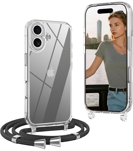 Beschermhoesje met koord voor iPhone 17 met houder, compatibel met