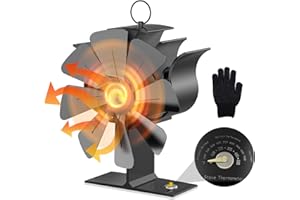 Log Burner Fan, FUOBECIE Upgraded Stove Fan, 8 Blades Woodburner Stove Fan for Wood Burning Stove, Heat Powered Fan for Wood/Log Burners, Fireplaces, Silent Operation, Eco Friendly Circulation