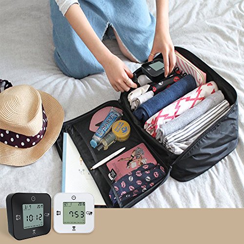 Protmex EM1203A Digitaluhr Wecker Digital LCD Anzeigen 4 IN 1 Timer, Kalender/Zeit/Alarm/Temperatur Anzeigen In 4 Winkel, Reiseuhr Tischuhr Morgen Uhr Schlafzimmer Uhr, Einfache Einstellung, Weiss - 8