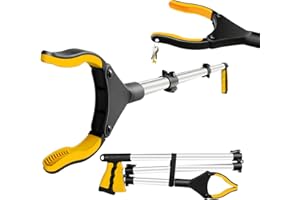 XTOERBUY Litter Pickers Grabber Stick 43Inches,Foldable Grabbers for Disabled, Pick Up Stick Grabber with Embedded Magnet Long Reach Grabber Tool for Adults 42~106cm (Yellow)