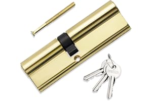 Bwintech 100 mm (45/55) Euro serratura a cilindro in ottone lucidato serratura a cilindro chiave/chiave con 3 chiavi standard antiscasso antiurto antitrapano ad alta sicurezza per legno