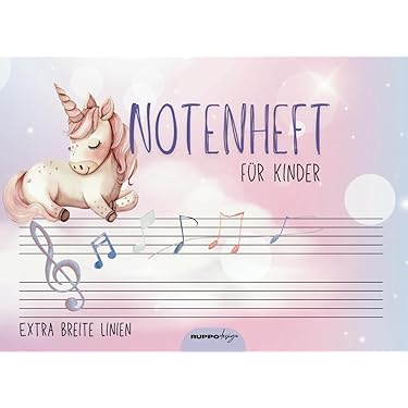 Notenheft A4 Mit Hilfslinien Und Extra Breiter Lineatur Für Schule Und Musikunterricht. 150 Seiten (blanko) Zum Noten Schreiben Lernen. Ideal Für