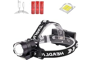 WINDFIRE Torcia frontale ricaricabile 300000 lumen, torcia frontale a LED ultra luminosa XHP90 con funzione di banca alimentazione, torcia tattica zoomabile a impermeabile per caccia, campeggio