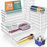 TONY STARK 20-Piece Unbreakable/Non scratchable Drawer Organizer Set|Multi-Purpose Storage & Divider Trays in 4 Sizes|Dressin