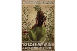 HABILBOI Hippie Girl Vintage Schild Garten Blechschild I Go to Lose My Mind and Find My Soul Garden Floral Art Decor,Fairy Garden Plant,Hanging Signage Props for Home Background Decoration20x30cm