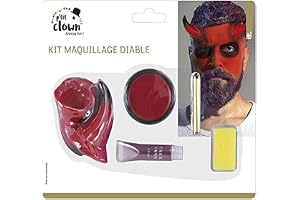 P'tit Clown - 12900 - Kit Maquillage Diable - Cornes + Palette + Sang + Crayon Noir + éponge - Taille Unique