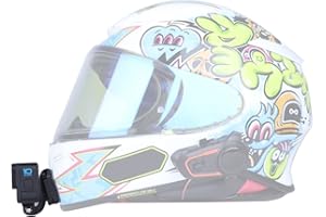 Lupholue Motorradhelm-Kinnhalterung mit gebogener Basishalterung und Klebepads Compatible with GoPro Hero 13 12 11 10 9 8 Schwarz Silber Weiß 6 5 Osmo Special for Helm SHOEI Z8