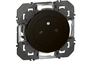 LEGRAND - Prise Electrique Murale 16A avec Terre dooxie Surface - Prise 2P + T Affleurante avec Fond Rétractable - Fabriqué En France - Noir