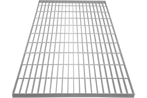 MONSTER SHOP Grille Caillebotis Acier Galvanisé 1000mm x 700 mm - Min 260gr/m² Maille 32 x 100mm Grillage Revêtement Sol Passerelle Passage Voiture - Capacité 700KG - Résistant à la Corrosion EN ISO 1461