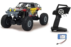 JAMARA 410113 – J-Rock Crawler 1:10 4WD Li-Ion – låsta och frikopplade axlar, fjädrat underställ, justerbart spår, 2 drivmoto