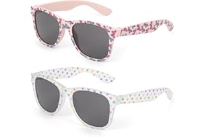 HIFOT 2PCS Lunettes de Soleil Enfant avec Imprimés Papillon et Cœur - Protection UV400 pour 3 à 10 Ans - Style Drole Fantaisie