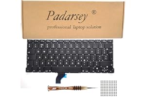 PARDARSEY Padarsey - Teclado de repuesto compatible con MacBook Pro A1502 de 13 pulgadas 2013 – 2015 Retina series negro US diseño números de parte ME864 ME865 ME866 con 80 tornillos de teclado y destornillador
