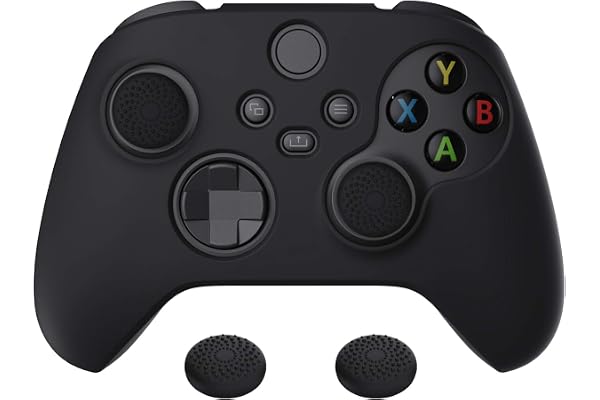 PlayVital Coque pour Xbox Series X S Manette Protection Accessoires,Housse Silicone avec Capuchon Joystick,Cover Skin pour Xbox Series X S Controller Grip-Noir,Pure Série