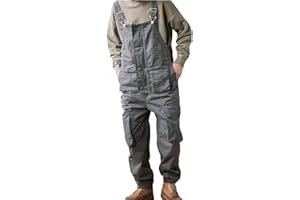BELWAD Denim Overalls für Herren Vintage Gerade Cargo Overall mit Mehreren Taschen Strampelhöschen mit Reißverschluss