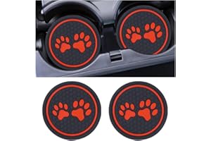 JNNJ 2 Pezzi Sottobicchieri da Auto, Sottobicchieri Auto Resistenti Alle Alte Temperature, Simpatici Sottobicchieri Pittura Zampa Universale per Auto, Sottobicchiere Antiscivolo Accessori(Rosso)