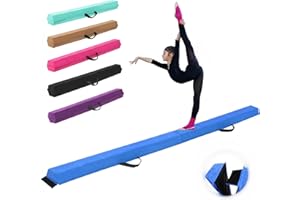 GMYPIC 240/270/300 CM Folding Gymnastics Balance Beam Kids Training Beam Foldable Floor Gymnastics Balance Beam Flocked Cloth with Carry Handles for Training Home Gymnastics Practices