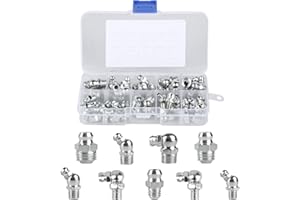 XUJINSONGG Kit Assortimenti 60 Pz Grassatori, Grassatore Cono, Grassatori per Pompa di Grasso, Angolo Retto 45° 90° 180° Grassatore Idraulico, M6 M8 M10 Grassatore Conico, Grassatori per Pompe di Grasso
