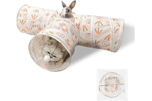 Andiker Kaninchen Tunnel, Zusammenklappbare Kaninchenröhren, 3-Wege-Häschenversteck, Kleintier-Aktivitätstunnel, Spielzeug, Katzentunnel für Kaninchen, Meerschweinchen, Kätzchen (Bunny)