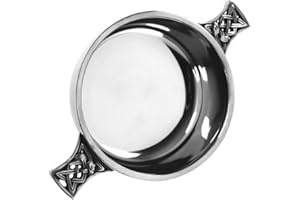 ENGLISH PEWTER COMPANY SHEFFIELD, ENGLAND English Pewter Company - Celtic Quaich Whisky Tasting Bowl Loving Cup 3.5" Diameter by Piper Pewter Scotland [PQ502]