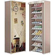 Armadio Pieghevole Per Scarpe - 10 Ripiani, 60x40x175 Cm, Grigio, In Tessuto Non Tessuto - Foto 13