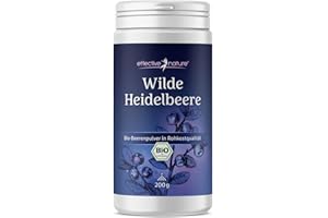 ‎EFFECTIVE NATURE Wilde Heidelbeeren Bio Pulver - 200 g - Fruchtpulver in Rohkostqualität - Reich an Antioxidantien - Blaubeeren Pulver (Vaccinium myrtillus)