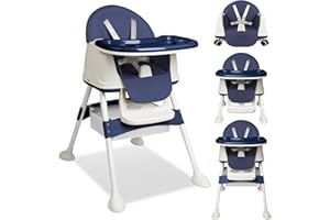 KIDSGIGGLZ Baby Hochstuhl 4in1, Kinderhochstuhl Multifunktionaler Verstellbar, Babystuhl hochstühle mit Tablett Abnehmbares und Rollen, kinderstuhl Mitwachsender mit 5-Punkt-Gurt, Kinder Essstuhl Stuhl, Blau