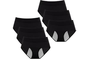 HORNICE Girls Menstrual Period Pants Pack of 6 Teenager Soft Cotton Menstrual Briefs Leak-Proof Lace Knickers Clean and Washable Underwear for 8-18 Years
