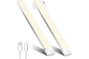 OUILA 32cm Lampe de Placard Detecteur De Mouvement, 3000K 1500mAh Lumière d'armoire avec Detecteur Mouvement USB Sans Fil Lamp LED pour Escalier, Couloir, Cuisines, Armoire（2 pack）