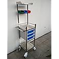 P.M.P.S. Crash Cart Trolley with 3 Bins & 3 Drawers S.S. Top & Shelves for Doctor's, Clinic, lab etc Size- 14 LX 15 WX 56H - Inches