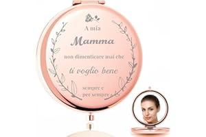 PulangRen Regalo Mamma, Regalo Mamma Compleanno - Ti Voglio Bene Specchio piccolo - Regalo Mamma Natale, Regali Mamma, Festa della Mamma Idee Regalo(Oro Rosa)