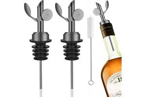 Xuduvay 2 Flaschenausgießer, Edelstahl Weinausgießer, Ausguss für Wein Schnaps Olivenöl Kaffee Sirup Flaschen Öl-Ausgießer, ideal für Bar, Pub, Zuhause Öl-Ausgießer (Schwarz)