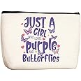 Wenboco Purple Gifts for Women Purple Accessories Purple Stuff Purple Butterfly Gifts Makeup Bag, polychromatic237, 9.7"W x 7"H