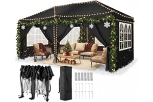 COBIZI Pavillon 3x6 Faltpavillon Wasserdicht Stabil Winterfest Faltbar Partyzelt mit 6 Seitenteilen Pop up Gartenpavillon UV Schutz 50+ Höhenverstellbar für Strand Hochzeit Camping, Schwarz