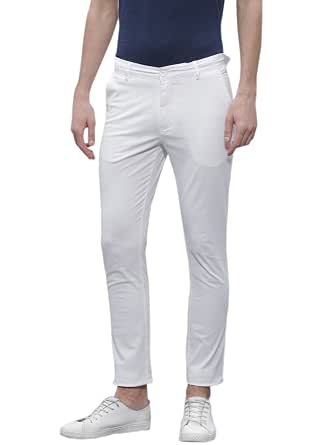 Copperstone Lycra Slim Fit White Chinos 